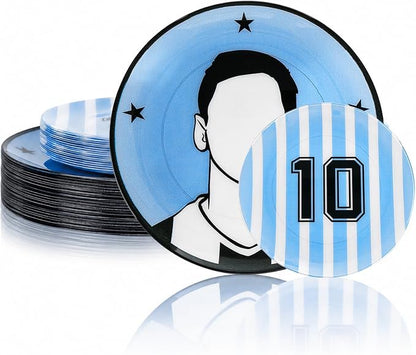 20Pcs Blue Plastic Soccer Plates, Disposable Plates by I00000