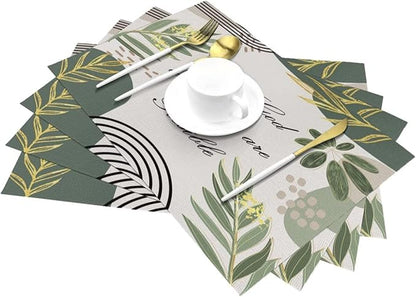 Bible Verse Christain Placemats Sage Green Boho Modern Scripture Inspirational Quotes Motivational Bohemian Washable Place Mats 12x18Inch for Dining Kitchen Farmhouse Decor 4 PCS