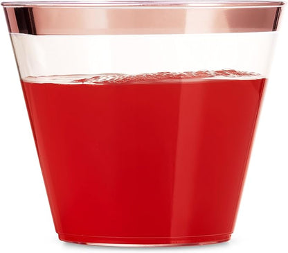 Munfix 100 9 Oz Clear Plastic Cups, Old Fashioned Tumblers, Fancy Disposable - Image 4