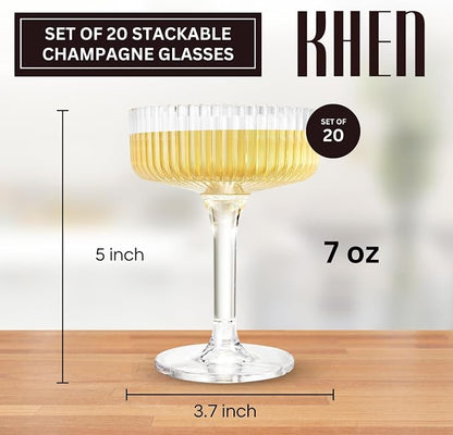 Khen Acrylic Champagne Tower | Set of 20 | 7 oz Stackable Unbreakable Coupe - Image 2