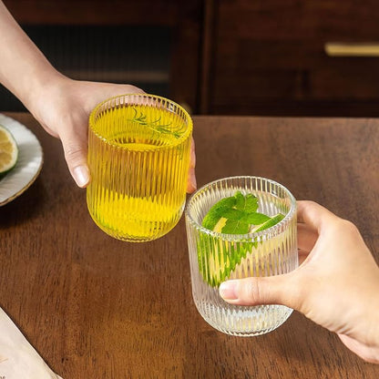 Ribbed Drinking Glasses 12pcs, Rocks Drinking Glasses 12oz and 10oz, Tumbler - Image 5