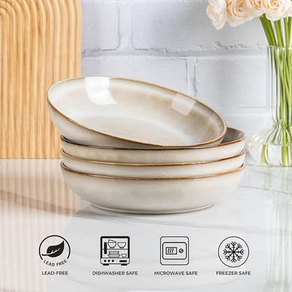 AmorArc 8.5’’ Ceramic Pasta Bowls Set of 6, 36oz Large Stoneware Bowls Set | - Image 7