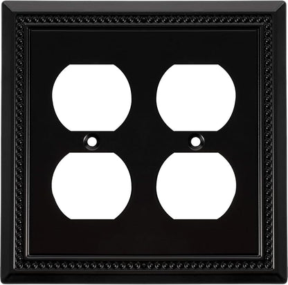 Henne Bery Sunken Pearls Heavy Duty Decorative Wall Plate Switch Plate Outlet Cover (Double Duplex, Matte Black)
