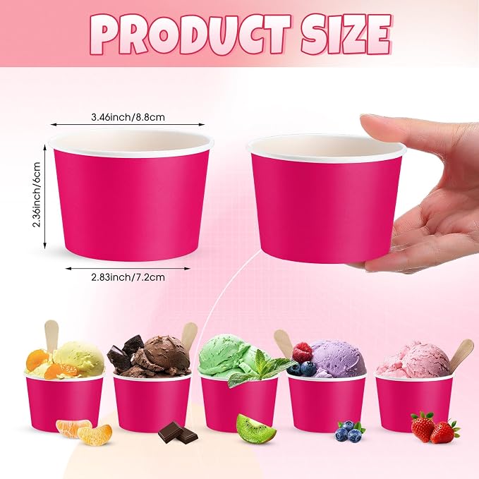 Jingmore Paper Ice Cream Cups 9oz Colored Disposable Dessert Bowls - Image 2