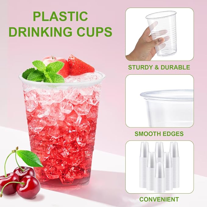 Lamosi 500 Count 9 oz Clear Plastic Cups, Disposable Cold Drinking Cups | - Image 3