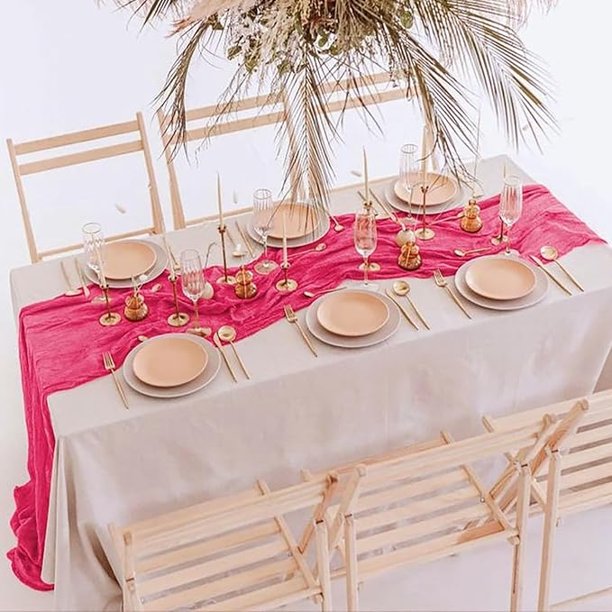 6Pack Hot Pink Cheesecloth Table Runner 17x108inch Hot Pink Table Runner | Boho - Image 7