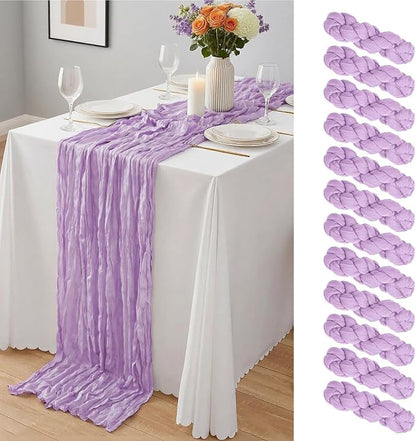 12 Pack Lavender Cheesecloth Table Runner 10Ft, Lilac Purple Table Runners 21.5 by Yemosa