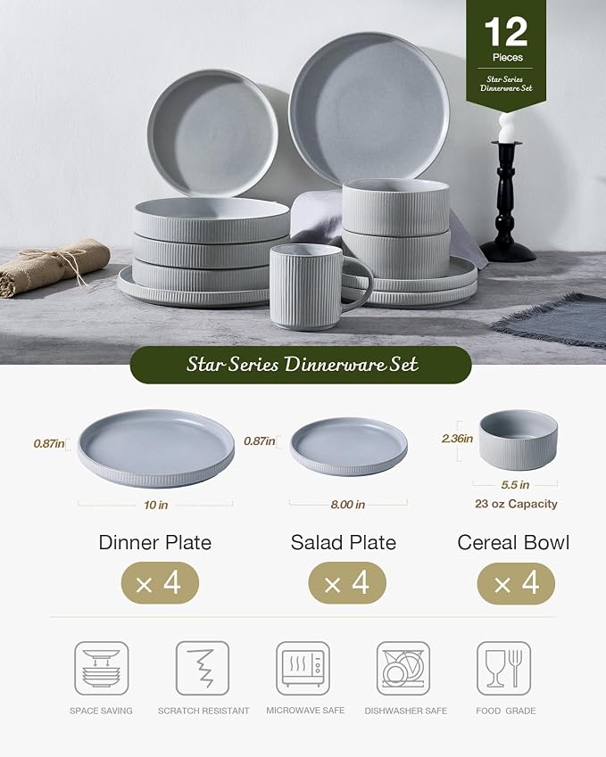 Famiware Star Stoneware Dinnerware Set, Reactive Glaze Plates & Bowls - Image 3