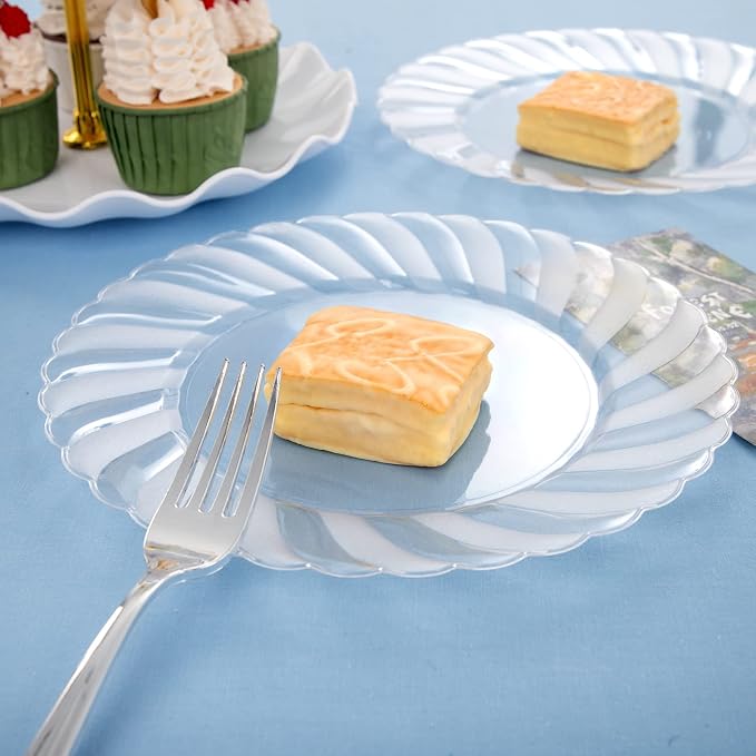 U-QE 60 Pieces Clear Plastic Plates - Image 2