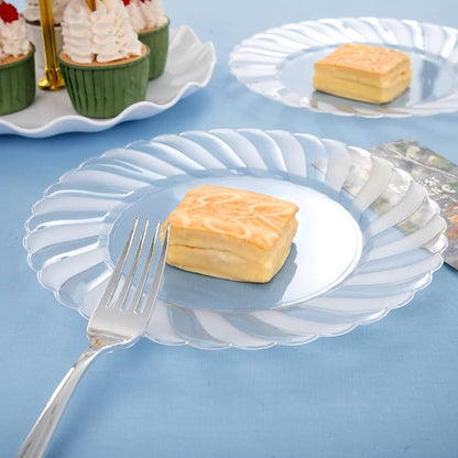 U-QE 60 Pieces Clear Plastic Plates - Image 2