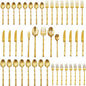 Gold Silverware Set 45-Piece Bamboo Pattern Service by SILWELLSilverwareSet