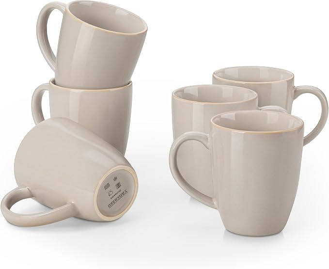 vancasso PLAYA Ceramic Coffee Mug Set of 6, 12 Oz Tea Cups by vancasso