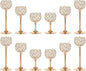Crystal Candle Holders 4 Set of 12 - Gold Vintage Hollow Ball Candle Stand for Table Centerpiece, Crystal Metal Tealight Candlestick for Wedding, Dining Room Decor