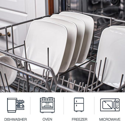 DELLING Appetizer Plates - 6.5 in Ceramic Small Plates for Dessert -Square Serving Plates - White Kitchen Dinnerware Dishes Set for Snacks, Appetizer, Side Dishes- Serving Platter Set of 6