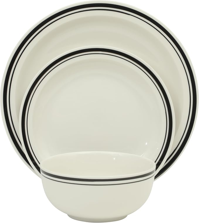 Gibson Home Hometown Diner 12-Piece Porcelain Dinnerware Set, Round Plates and - Image 7