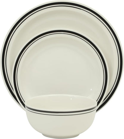 Gibson Home Hometown Diner 12-Piece Porcelain Dinnerware Set, Round Plates and - Image 7