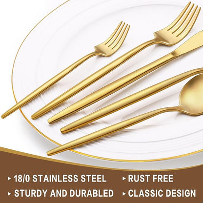 30-Piece Gold Silverware Set, Flatware Set - Image 3