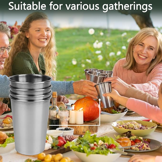 4 Pack Stainless Steel Cups, 12oz Stainless Steel Drinking Glasses, Metal Cups - Image 5