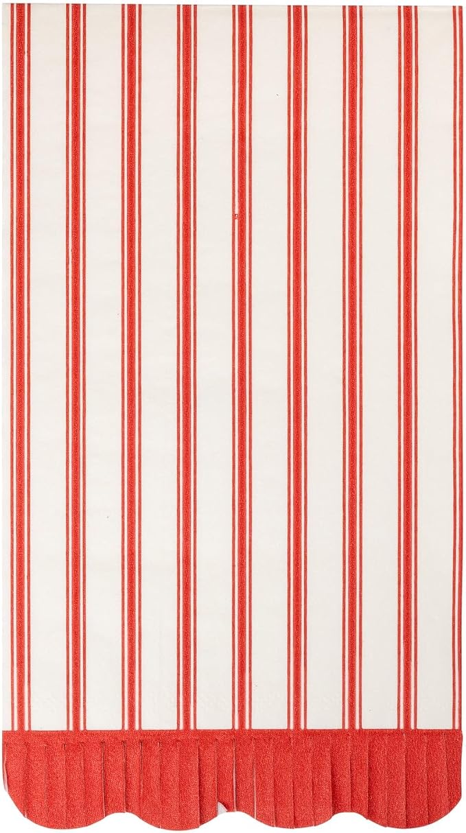 Red Striped Christmas Dinner Napkins, 4.25" x 7.75" Festive Holiday Table Décor by MyMindsEye