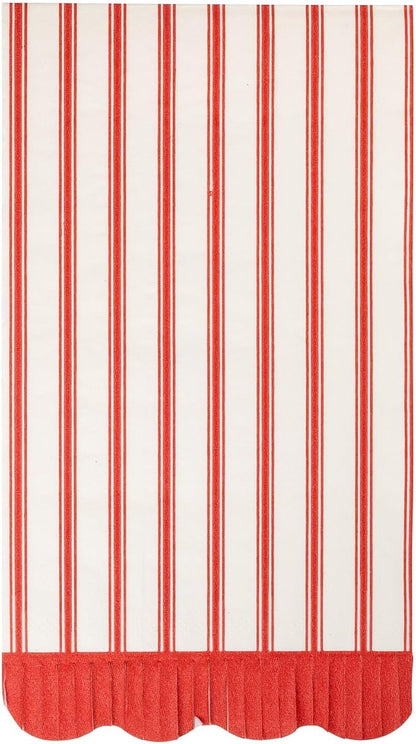Red Striped Christmas Dinner Napkins, 4.25" x 7.75" Festive Holiday Table Décor by MyMindsEye