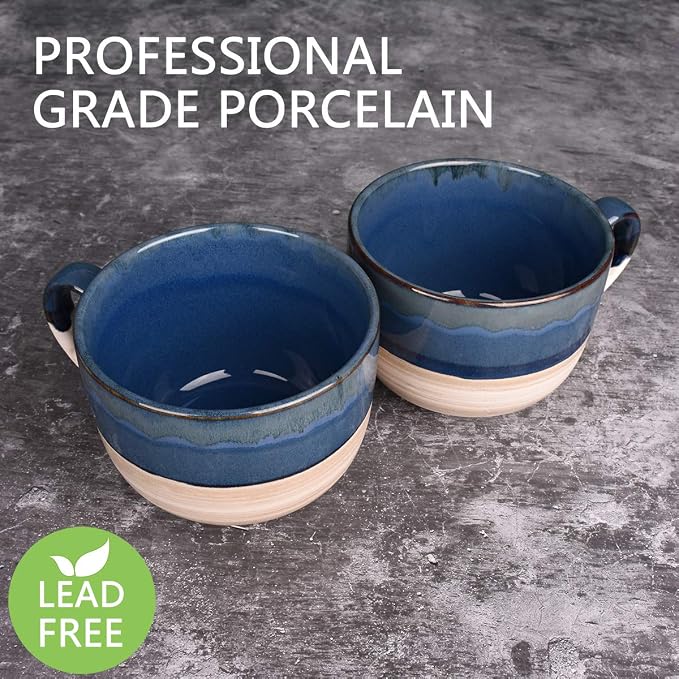 Bosmarlin Large Ceramic Coffee Mug Set of 2, Stoneware Latte Mug - Image 3