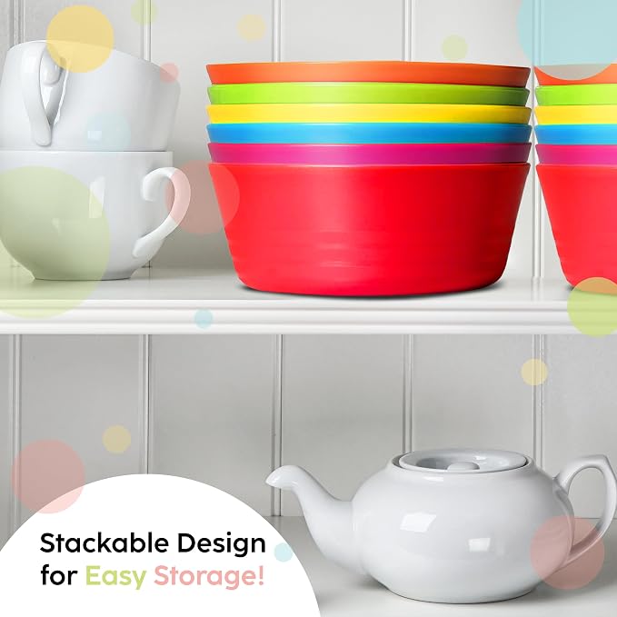 PLASKIDY Plastic Toddler Bowls Set of 6 - 10 Oz Kids Bowls - Image 5