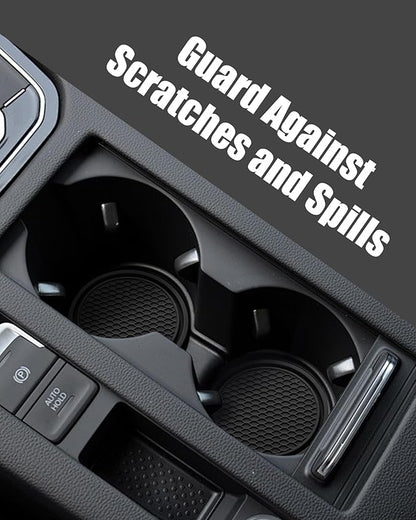 4 Pack Car Cup Coasters, Universal Non-Slip Silicone Cup Holder Inserts, Car Interior Accessories, Black