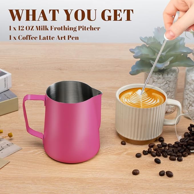 Amrules Milk Frothing Pitcher, 12 oz Milk Frother Cup - Image 3