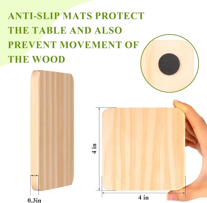 46Pcs Unfinished Wood Coasters-4" Unfinished Natural Wood Slices - Image 2