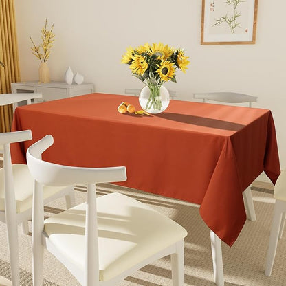 Smiry Rectangle Table Cloth, Waterproof Anti-Scratch Polyester Tablecloth, Decorative Washable Fabric Table Cover for Dining, Buffet, Parties and Outdoor, 60x102, Rust