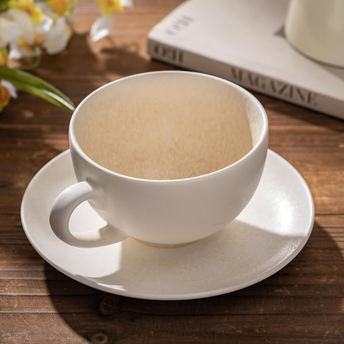 Ceramic Latte Art Mug With Saucer - 10 oz - Image 3