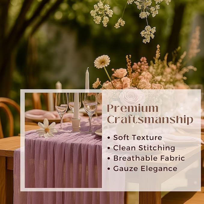 6 Pack Lilac 10FT Purple Cheesecloth Table Runner –120 Inch Boho Gauze Table - Image 3