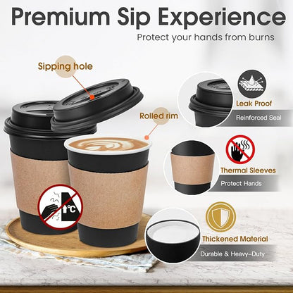 Ginkgo 100 Pack 12 oz Disposable Coffee Cups - Image 3