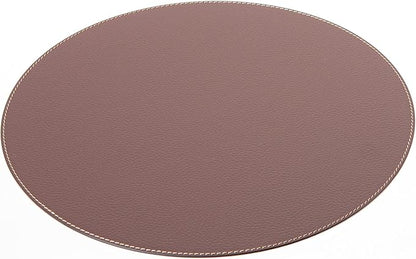 Nikalaz Round Placemats Set (Pack of 4) Recycled Leather Table Mats 15 inches, Kitchen Dining Table Decor by Nikalaz (Brown)