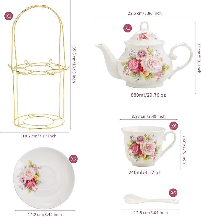 20-Pieces Porcelain Bone china Tea Sets, Tea Gift Sets - Image 4