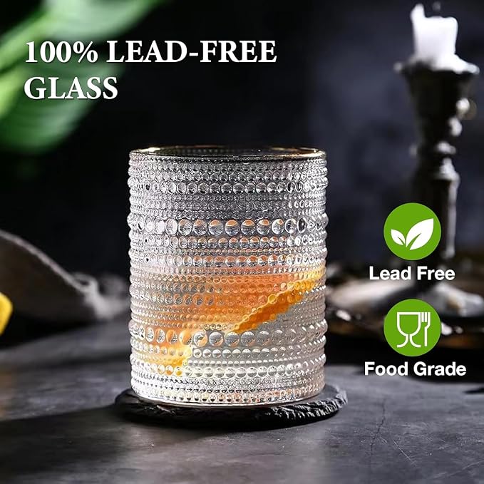 Hlukana Vintage Hobnail Drinking Glasses Set of 8, 12 oz Highball Glasses & 10 - Image 2