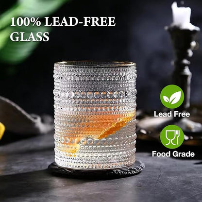 Hlukana Vintage Hobnail Drinking Glasses Set of 8, 12 oz Highball Glasses & 10 - Image 2