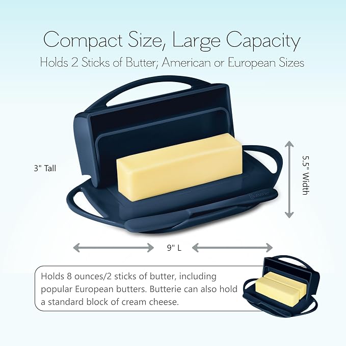 Flip Top Butter Dish with Attached Lid & Matching Knife - Image 4