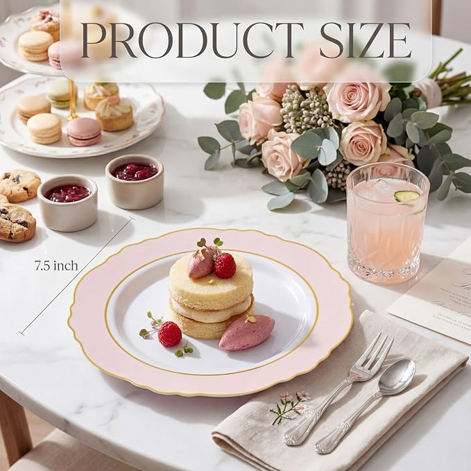 60pcs Pink Dessert Plates - Image 6