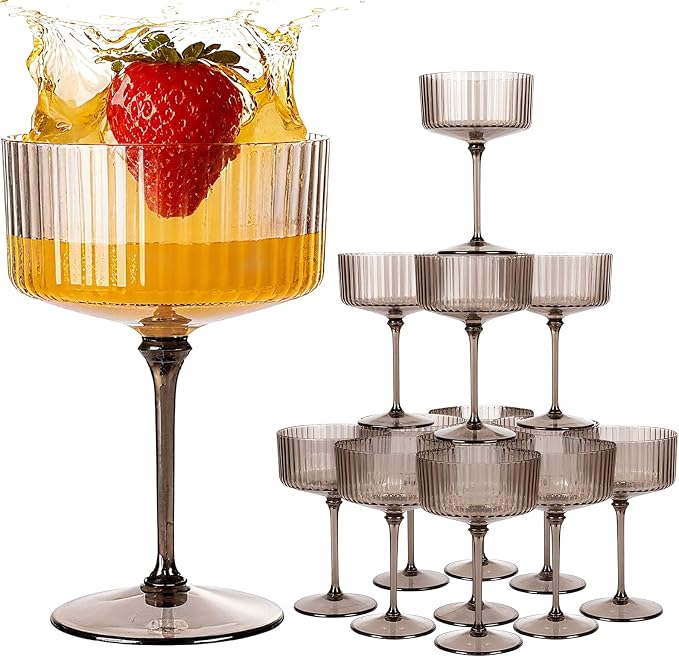 LIYH 20 Pcs Plastic Martini Glasses 10 Oz Clear Black | Disposable Martini by LIYHLoveinyourheart