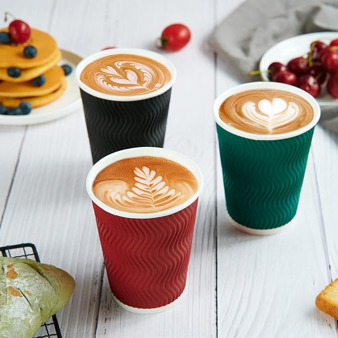 MUCHII 12 oz Paper Coffee Cups, Hot Coffee Tea Chocolate, Office Home Use - Image 7