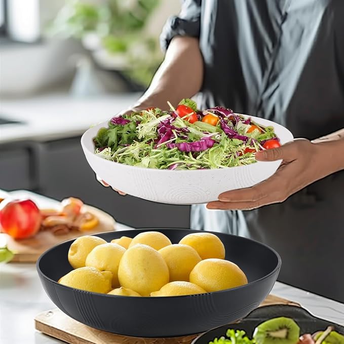 Wheat Straw Salad Bowls, 65oz Unbreakable Wide and Shallow Dinner Bowls Set of 2 - Image 7