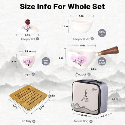 LURRIER Porcelain Chinese Gongfu Tea Set, Portable Teapot Set - Image 2