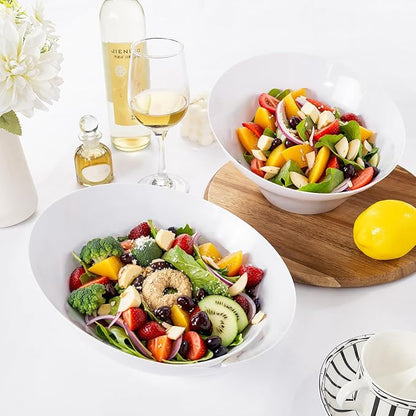 bUCLA 12 Pack White Plastic Serving Bowls - 54 OZ Angled Table Salad and Fruit - Image 3