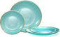 " OCCASIONS " 100 Plates Pack,(50 Guests) Premium Wedding Party Disposable Plastic Plates Set -50 x 10'' Dinner + 50 x 7'' Salad/Dessert (Belize in Aqua & Gold)
