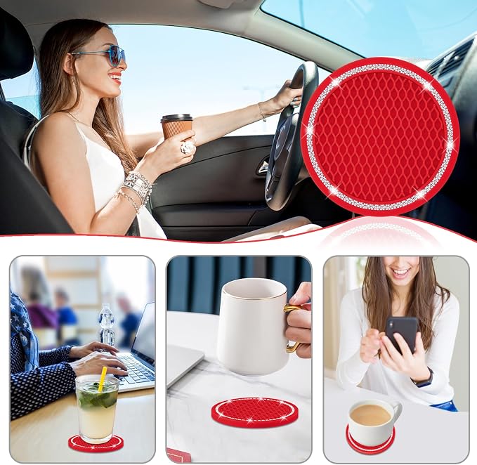 Car Coasters, 4 Pack Vehicle Bling Car Coaster, Universal Rhinestone Coaster - Image 6