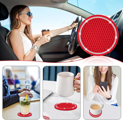 Car Coasters, 4 Pack Vehicle Bling Car Coaster, Universal Rhinestone Coaster - Image 6