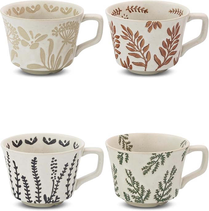 11 oz Ceramic Coffee Mug, Stoneware Teacup by LINVIA