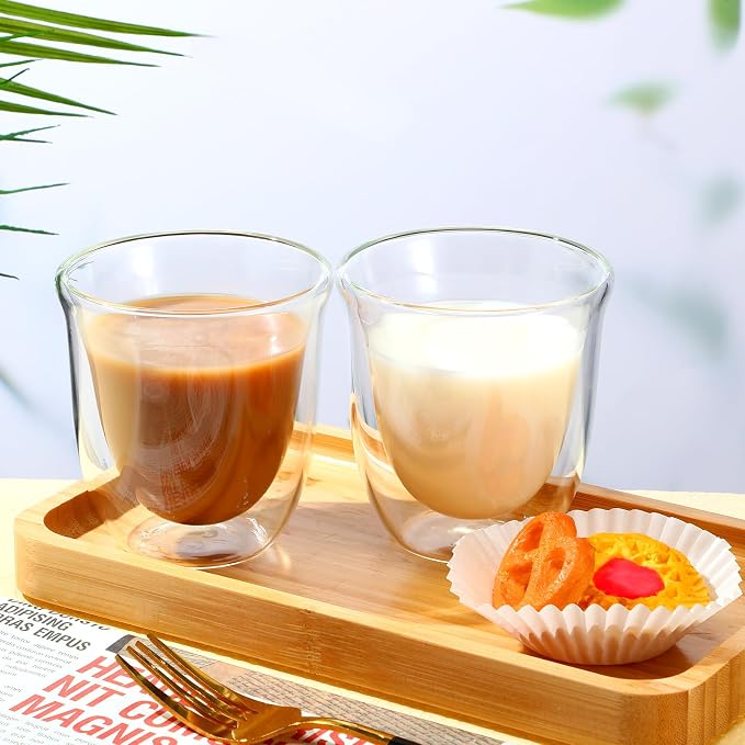 Sieral 8 Pack 8 oz Double Walled Coffee Mugs Glass Espresso Cups without Handle - Image 7