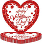 20 Pieces Happy Valentine's Day Paper Plates, 7" Disposable Rose Love Heart Paper Plates Dessert Dinner Plate, Weddings Anniversary Valentine's Day Party Supplies